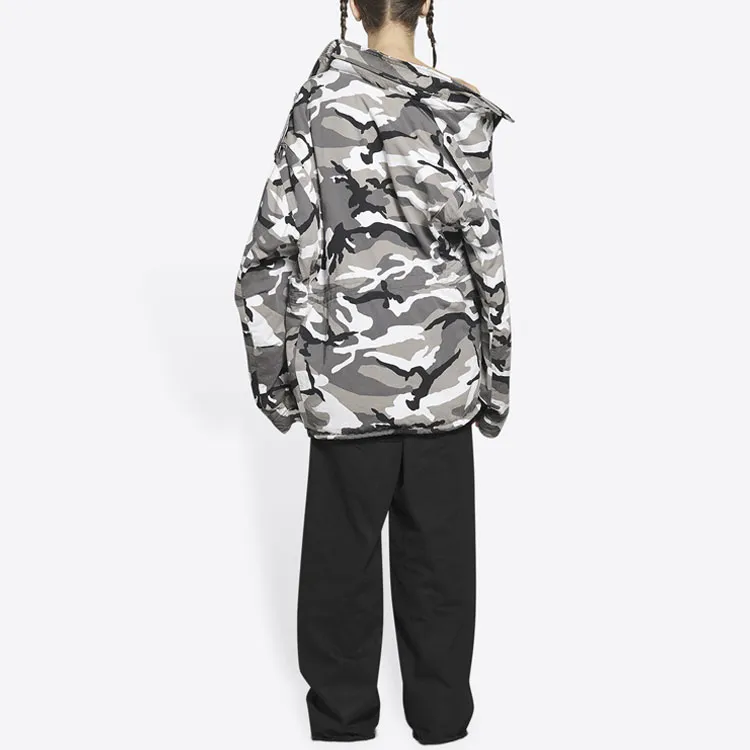 Balenciaga Off Shoulder Military Parka-2