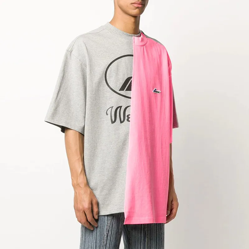 WE11DONE T Shirts Unisex Gray Pink Multicolor-1