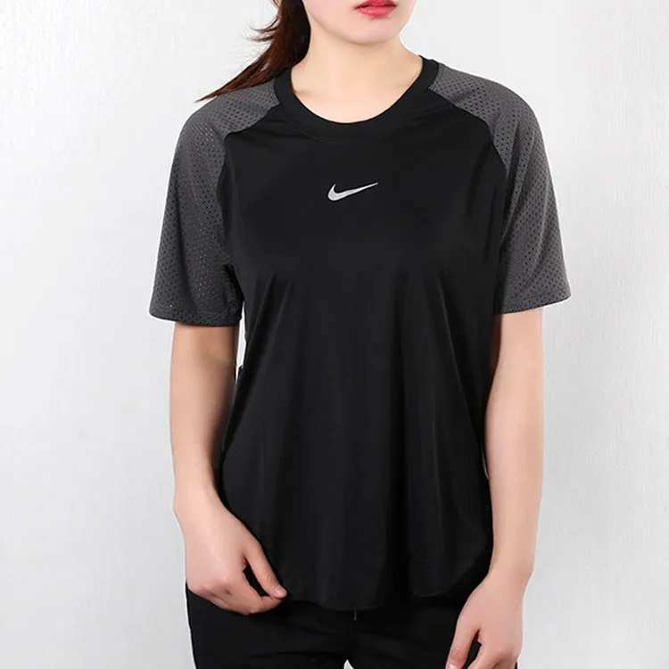 Nike Raglan Sleeve T Shirt Women's Black Gray-2