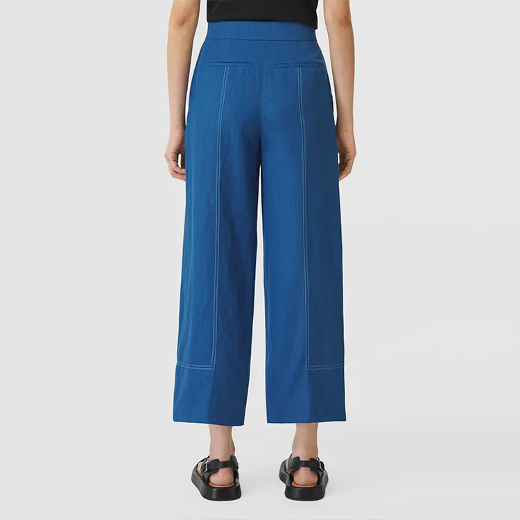 Burberry Topstitched Wide leg Trousers-3