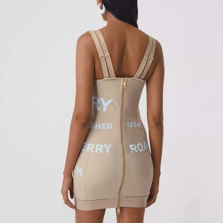 Burberry Horseferry Long Sleeved Dresses Women's Soft Yellow Umber-2