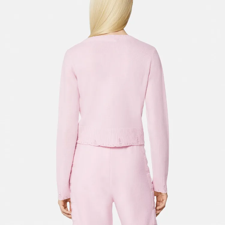 VERSACE Safety Pin Cashmere Cardigan 'Pink'-2