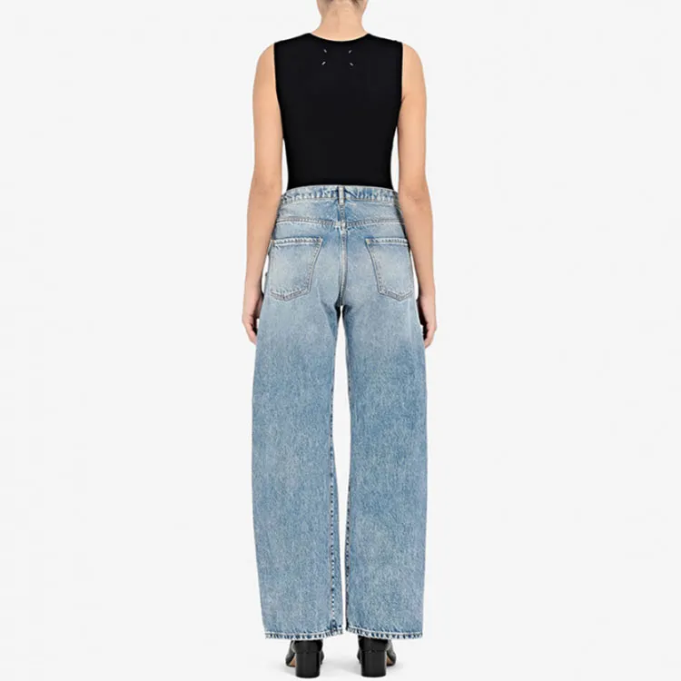 Maison Margiela 5 Pocket Wide Leg Denim Pants Blue-3