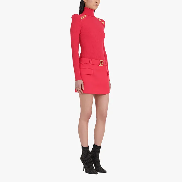 BALMAIN Casual Short Skirts Women's Red-3