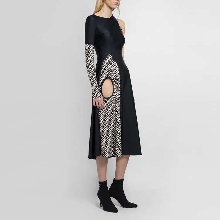 Marine Serre Long-Sleeved Dresses Women's Black-4
