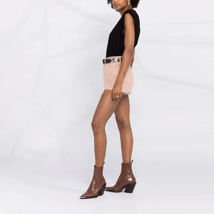 SAINT LAURENT Frayed Hem Denim Shorts-4