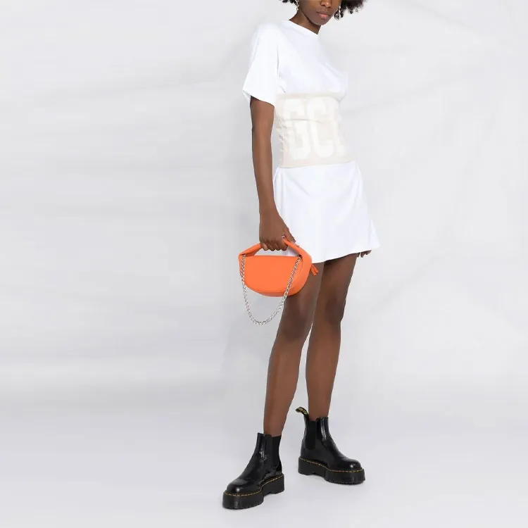 GCDS Short Sleeved Dresses Women's White-3
