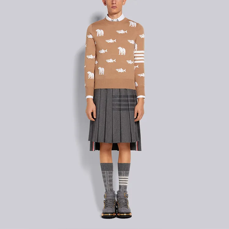THOM BROWNE Sweaters Men Brown-4