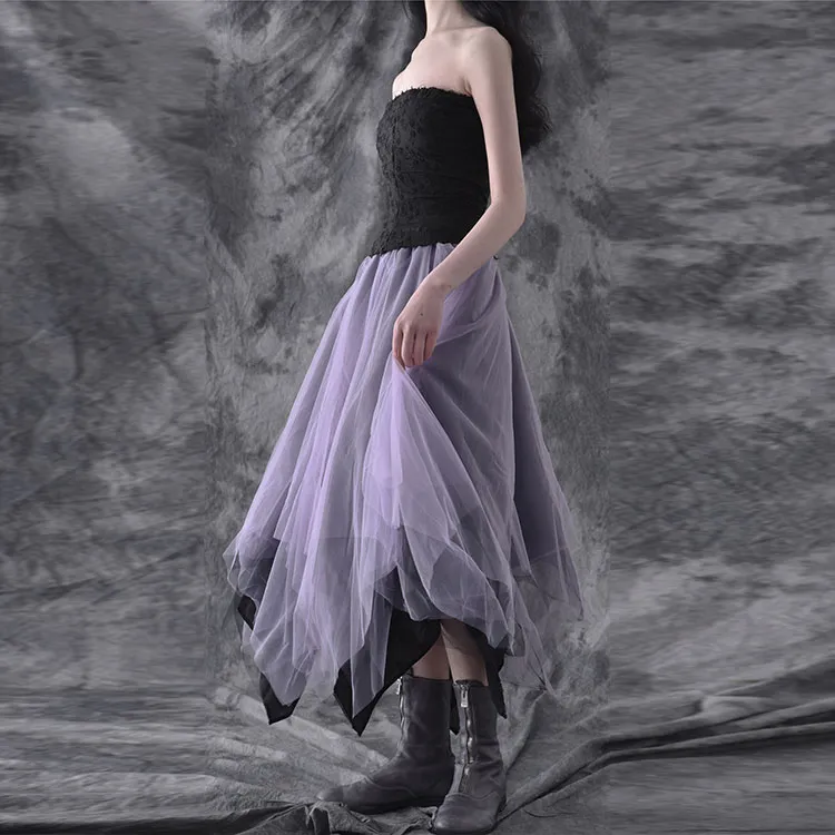 MARC LE BIHAN Casual Long Skirts Women's Black Purple-7