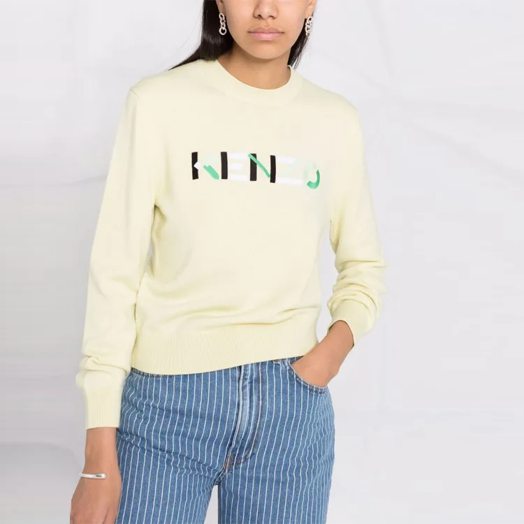KENZO Letter Logo Sweaters Women's Yellow-4