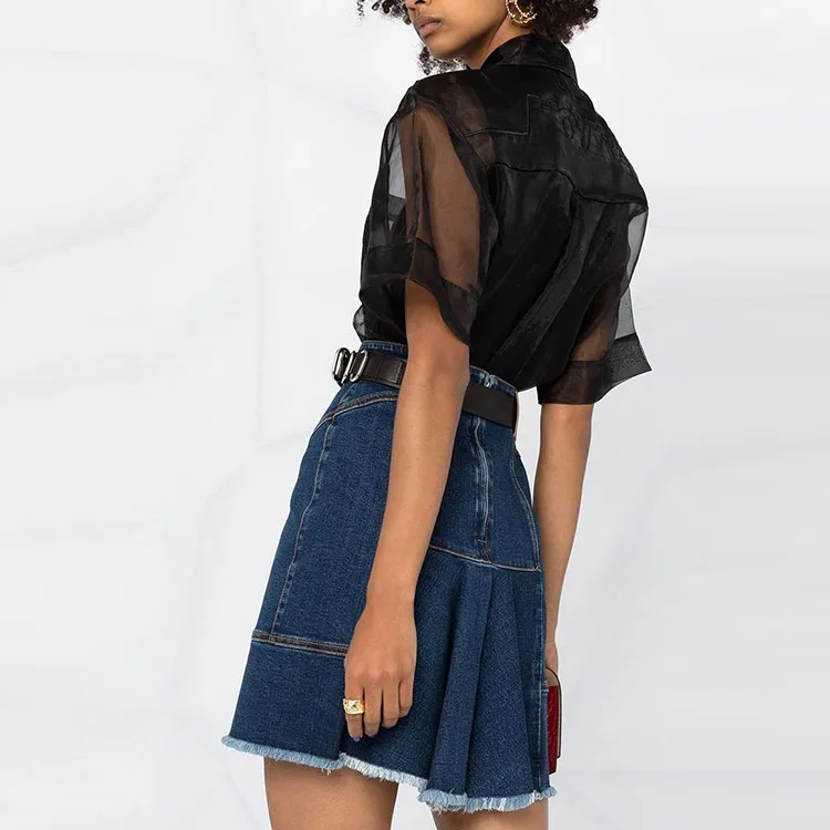 Alexander McQueen Denim Short Skirts Women's Blue-4