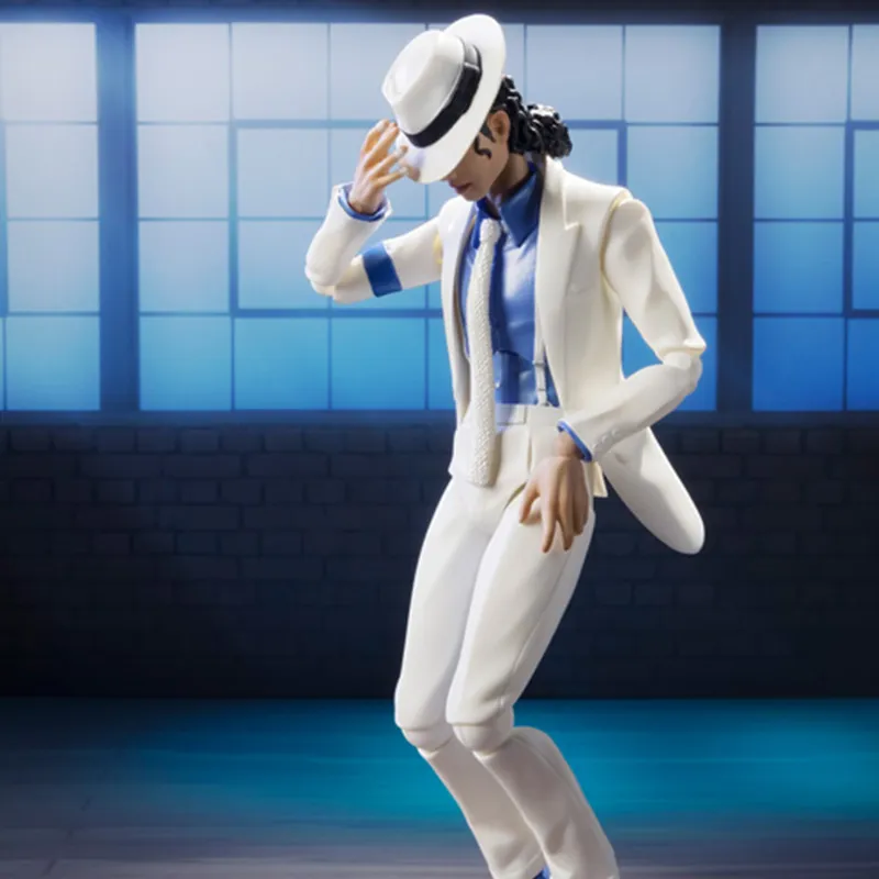 BANDAI SHF Michael Jackson 'Crime Master' 'Moonwalk' Action Figure 14cm With Base Scale Figures-7