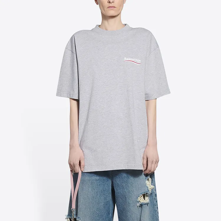 Balenciaga Political Campaign T Shirts Women's Gray-3