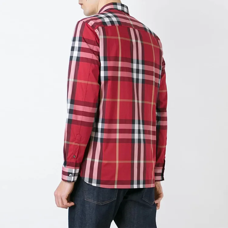 Burberry Shirts Men Red-3