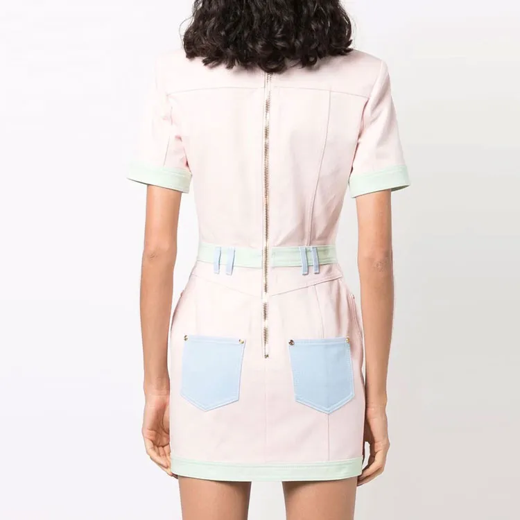 BALMAIN Short Sleeved Dresses Women's Pink-2