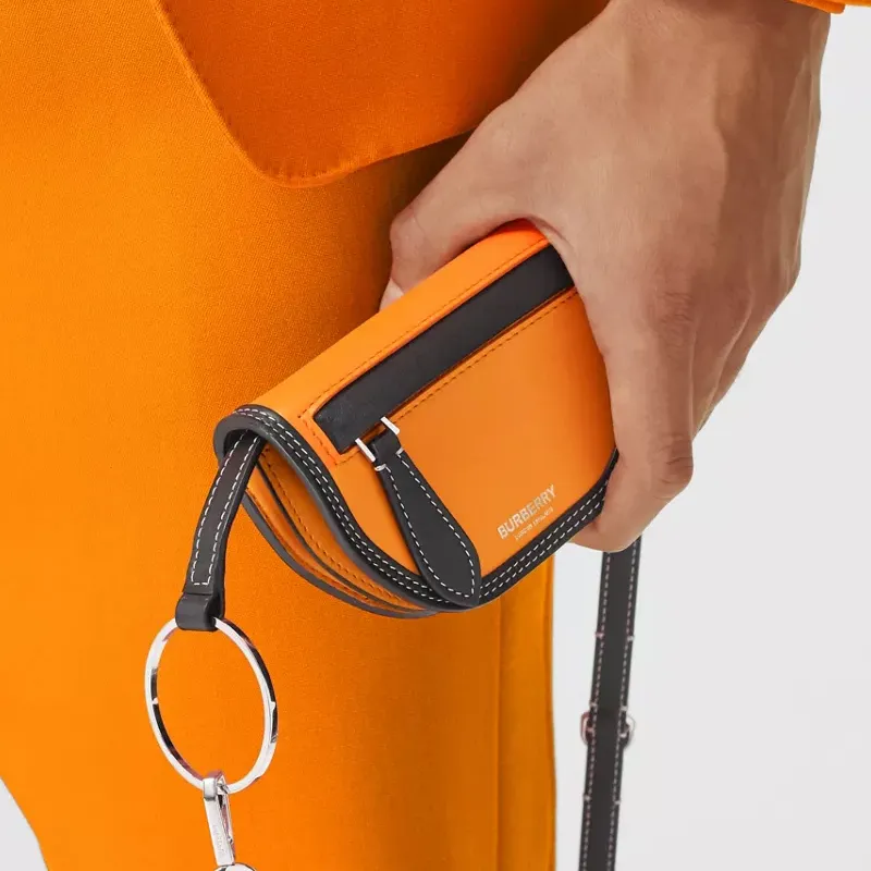Burberry Cow Leather Arlia Crescent Bag Handbag, Shoulder Bag, Crossbody Bag Card Holder Unisex Deep Orange-4