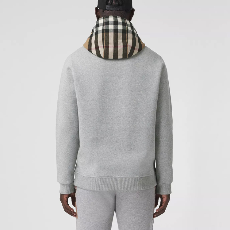Burberry Check Hood Cotton Blend Hooded Sweatshirt - POIZON