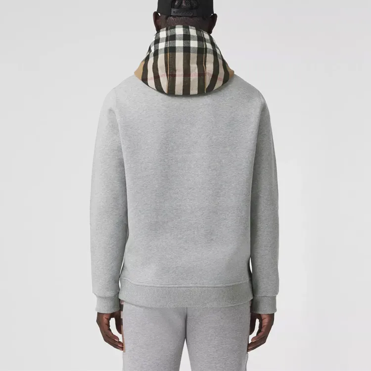 Burberry Check Hood Cotton Blend Hooded Sweatshirt-2