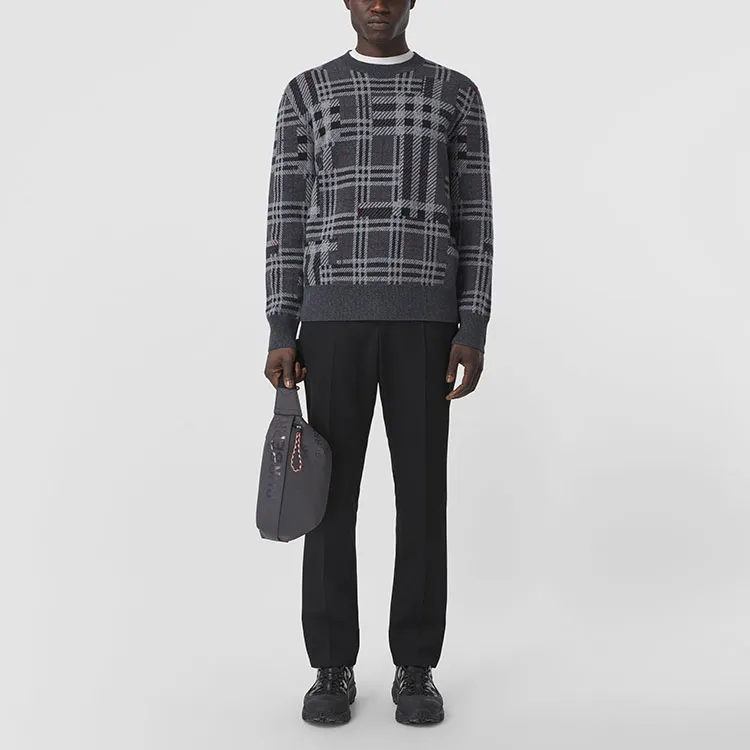 Burberry FW21 Cashmere Sweater Men's Charcoal Heather Gray-2