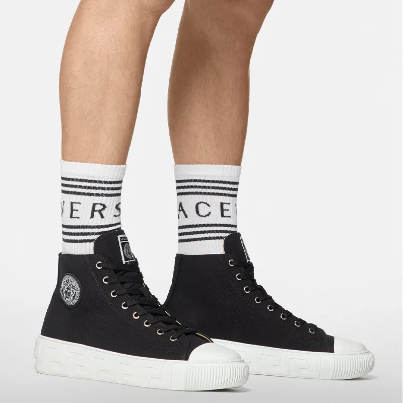 FANSIZHE Barocco High Top Stylish Skateboarding Shoes Men's Black-3