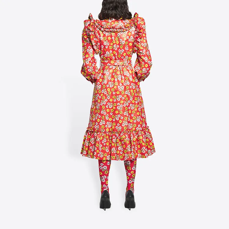 Balenciaga Long-Sleeved Dresses Women's Red-3