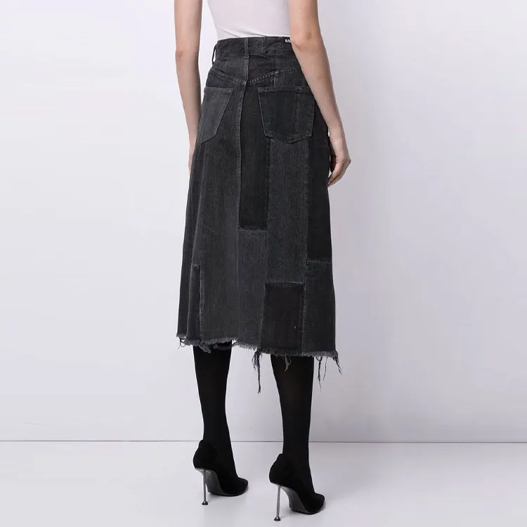 Balenciaga FW21 Denim Long Skirts Women's Black-2