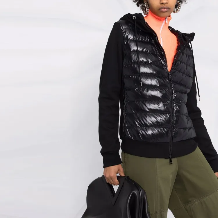 Moncler Quilted Zip Hoodie 'Black'-4