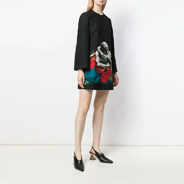 Valentino Long Sleeved Dress Women's Black-2