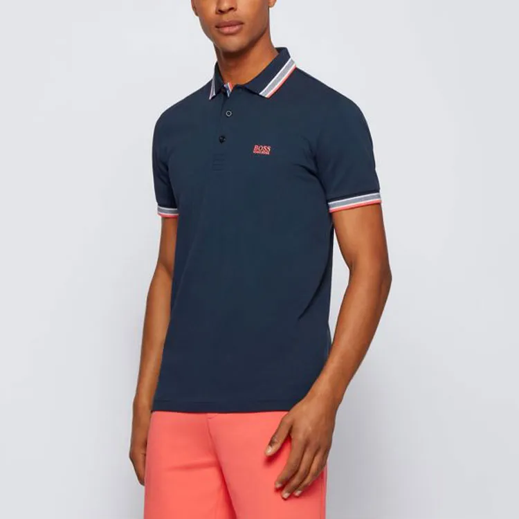 HUGO BOSS Short Sleeved Polo Shirt Men's Dark Blue-4