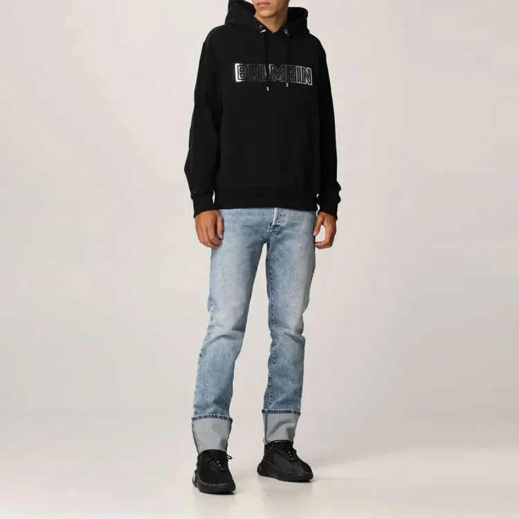 BALMAIN Silver Embossed Hoodie-2