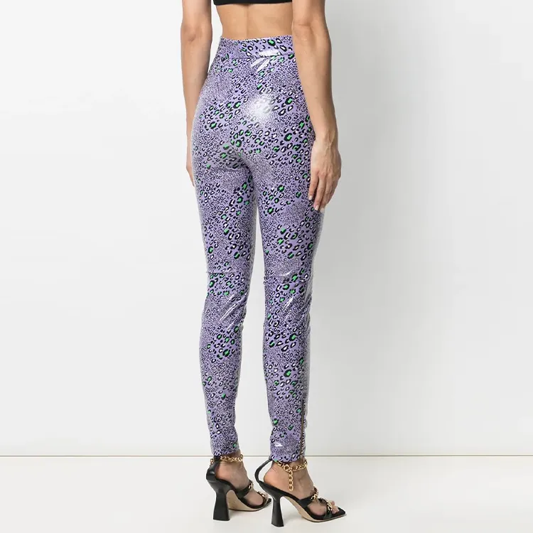 VERSACE Leopard Print Leggings 'Lilac'-2