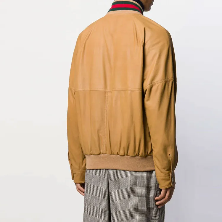 GUCCI Leather Jackets Men Khaki-3