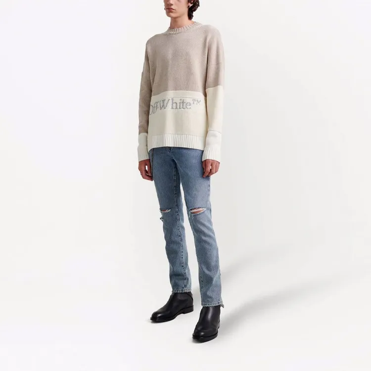 OFF WHITE Colour Block Knitted Crewneck-3