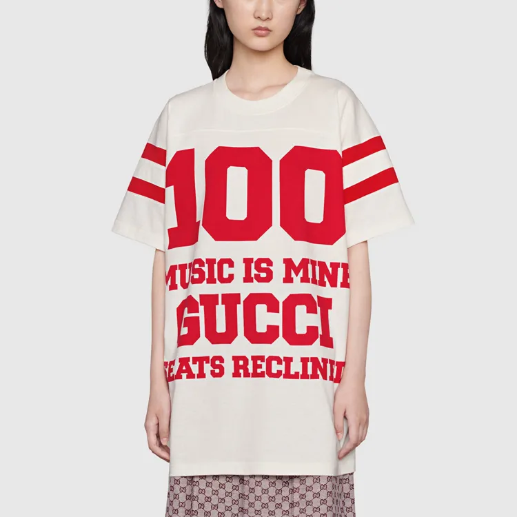 GUCCI Short Sleeve T shirt White Red-4