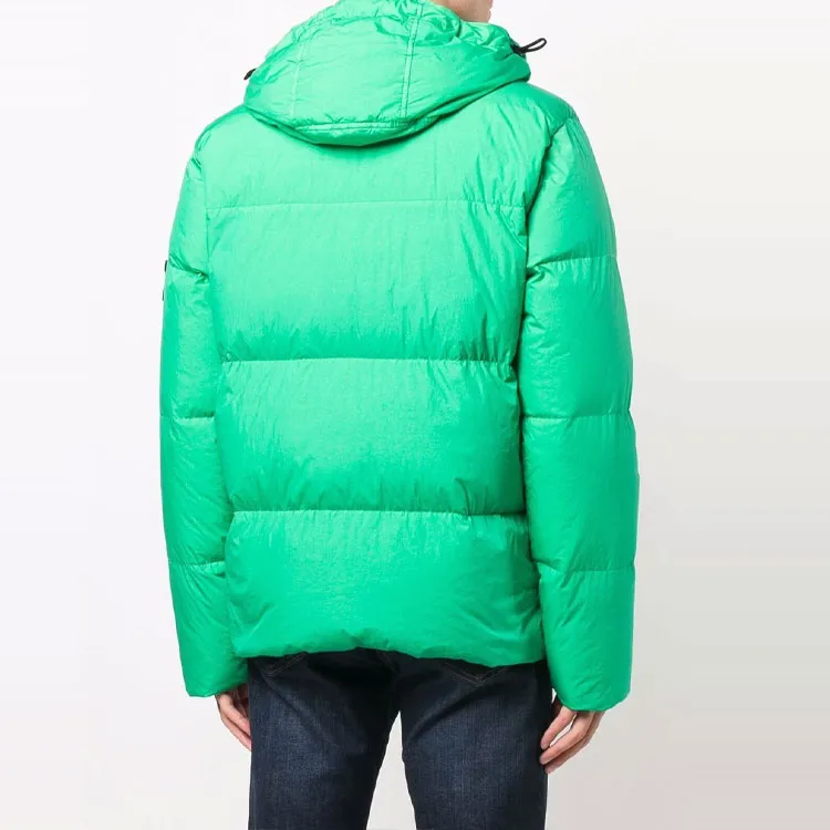 STONE ISLAND FW21 Solid Color Hooded Loose Fit Down Jacket Men's Green-2