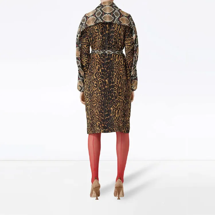 Burberry Silk Animal Print Shirt Dress 'Dark Mustard'-3
