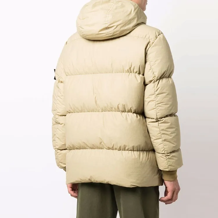 STONE ISLAND FW21 Solid Color Hooded Thickened Down Jacket Men's Yellow-2