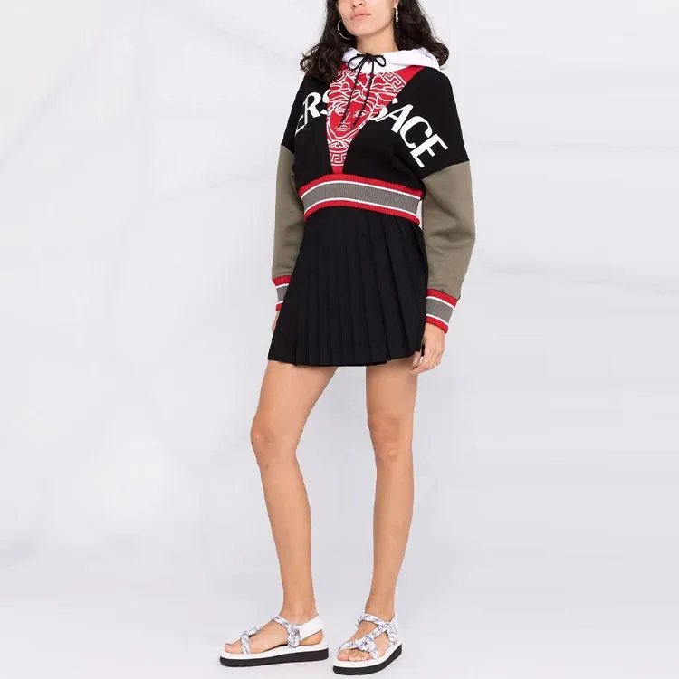 VERSACE Logo Hoodie 'Khaki/Black/Red/White'-3