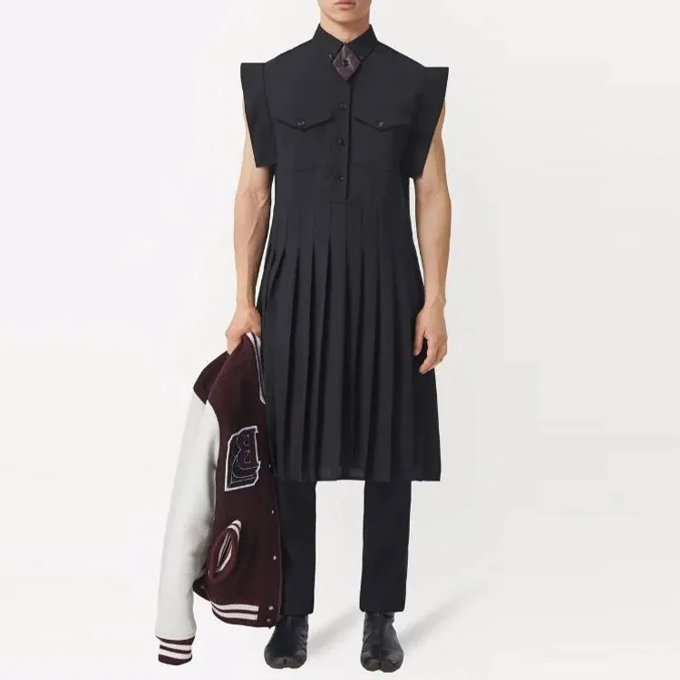 Burberry Mohair Wool Pleated Shirt Dress-3