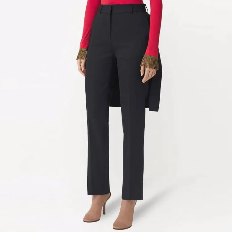 Burberry Cut Out Detail Wool Tailored Trousers 'Black'-3