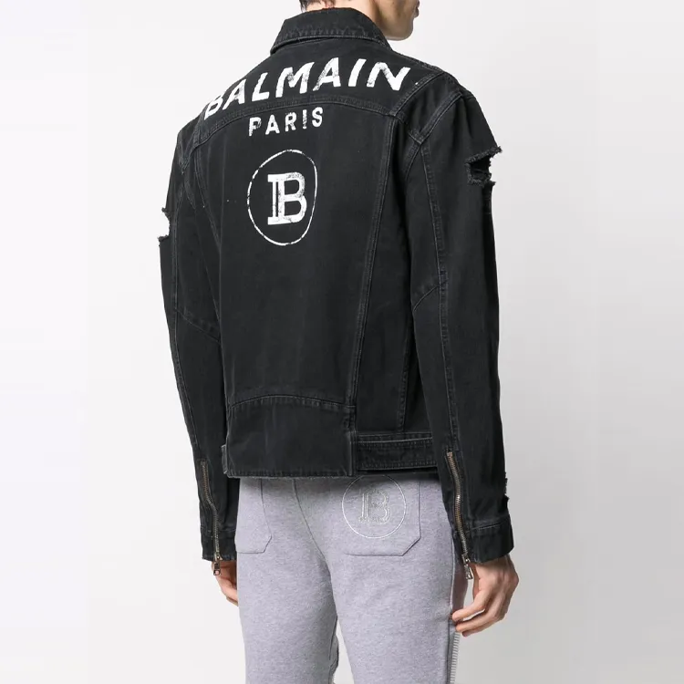 BALMAIN Denim Jackets Men Black-3