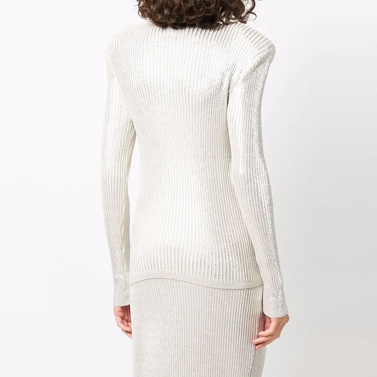 BALMAIN FW21 Slim Fit Sweater Women's Silver-2