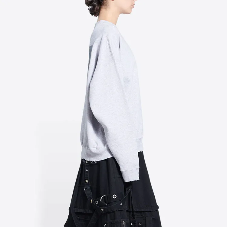 Balenciaga Regular Crewneck 'Heather Grey/Black'-4