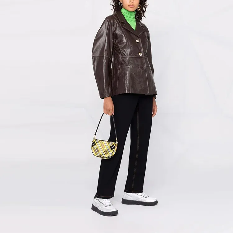 GANNI Leather Jackets Women's Brown-2