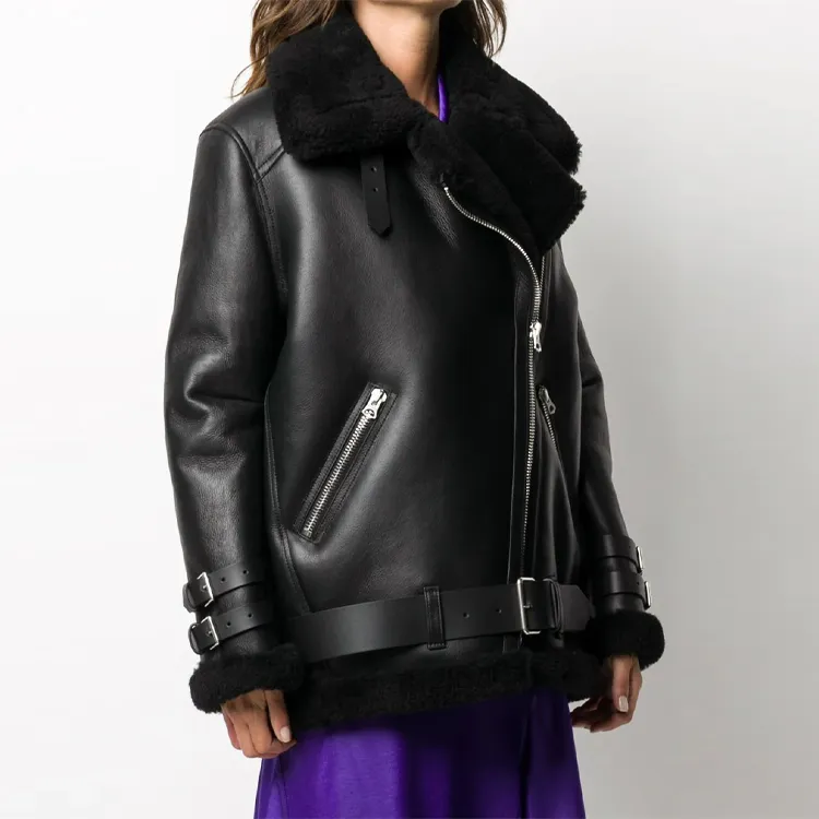Acne Studios Leather Jackets Women's Black-3