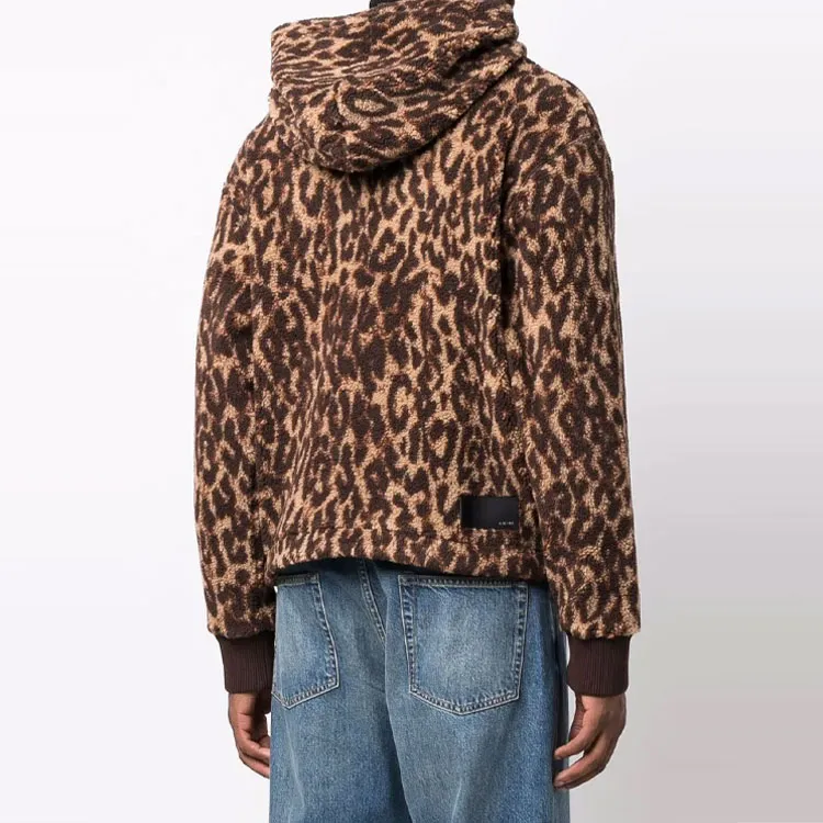 AMIRI Leopard Print Fleece Hoodie Sweatshirt-4