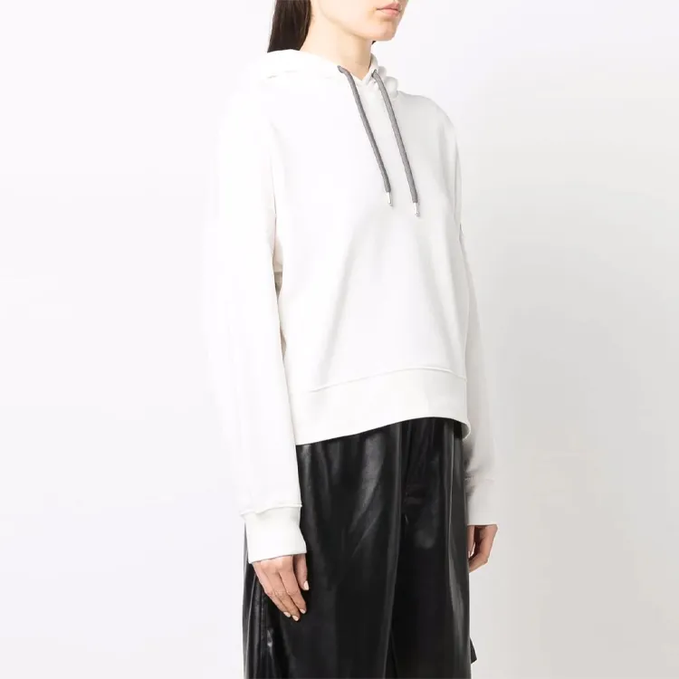 Moncler Metallic Logo Lettering Hoodie Sweatshirt 'White'-1