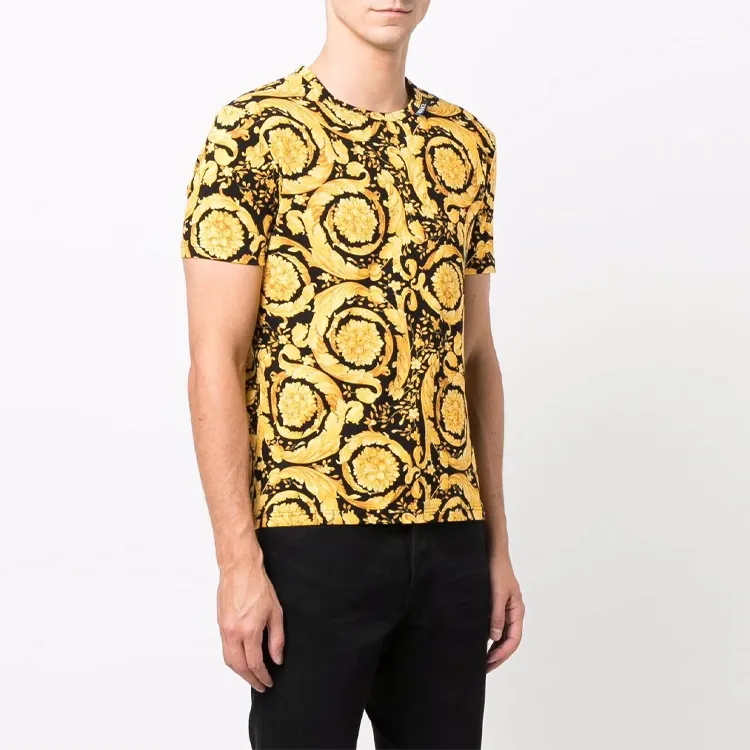 VERSACE Baroque print Crew Neck T shirt-3