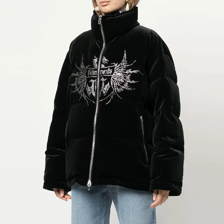 Vetements Crystal Puffer Jacket 'Black'-3