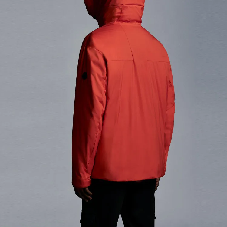 Moncler FW21 Solid Color Hooded Down Jacket Men's Orange Red-2